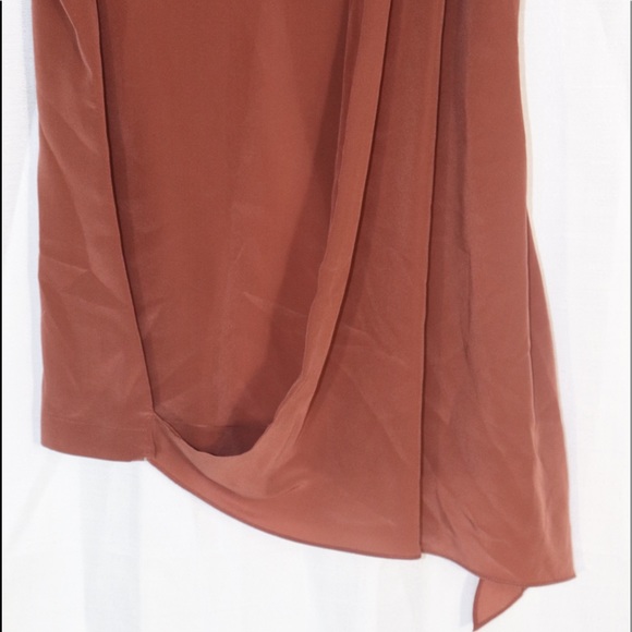 Trouvé brown Silk asymmetrical flowy blouse - Picture 4 of 9